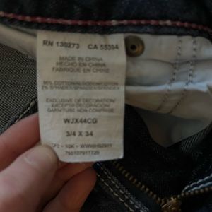 Rock 47 wrangler Size 3/4 34 inseam. Worn a few times, minimal wear on bottoms